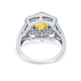 Art Deco Oval Wedding Ring Round Simulated Cubic Zirconia 925 Sterling Silver