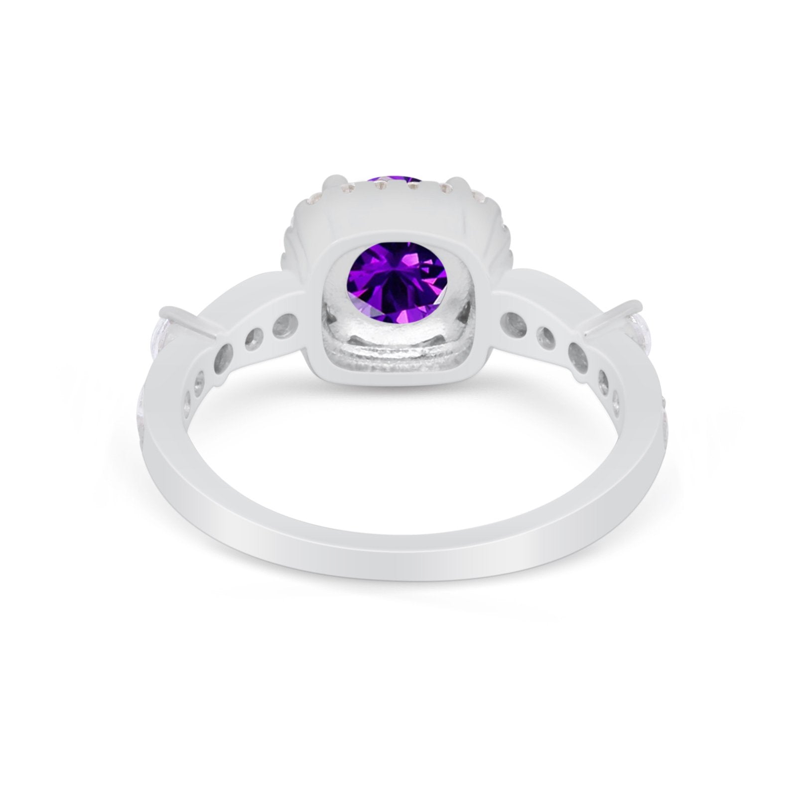 Vintage Art Deco Wedding Engagement Ring Round Cubic Zirconia 925 Sterling Silve-