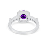 Vintage Art Deco Wedding Engagement Ring Round Cubic Zirconia 925 Sterling Silve-