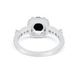 Vintage Art Deco Wedding Engagement Ring Round Cubic Zirconia 925 Sterling Silve-