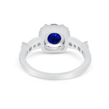 Vintage Art Deco Wedding Engagement Ring Round Cubic Zirconia 925 Sterling Silve-