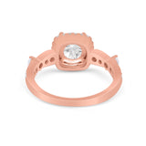 Vintage Art Deco Wedding Engagement Ring Round Cubic Zirconia 925 Sterling Silve-