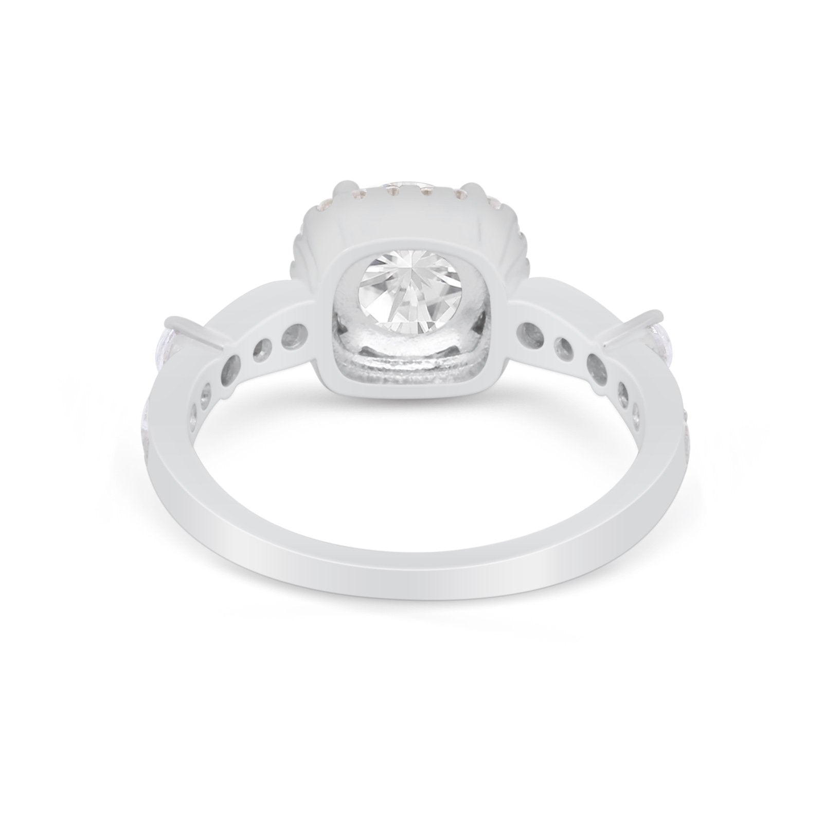 Vintage Art Deco Wedding Engagement Ring Round Cubic Zirconia 925 Sterling Silve-