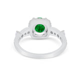 Vintage Art Deco Wedding Engagement Ring Round Cubic Zirconia 925 Sterling Silve-