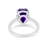 Teardrop Wedding Engagement Ring Pear Round Cubic Zirconia 925 Sterling Silver