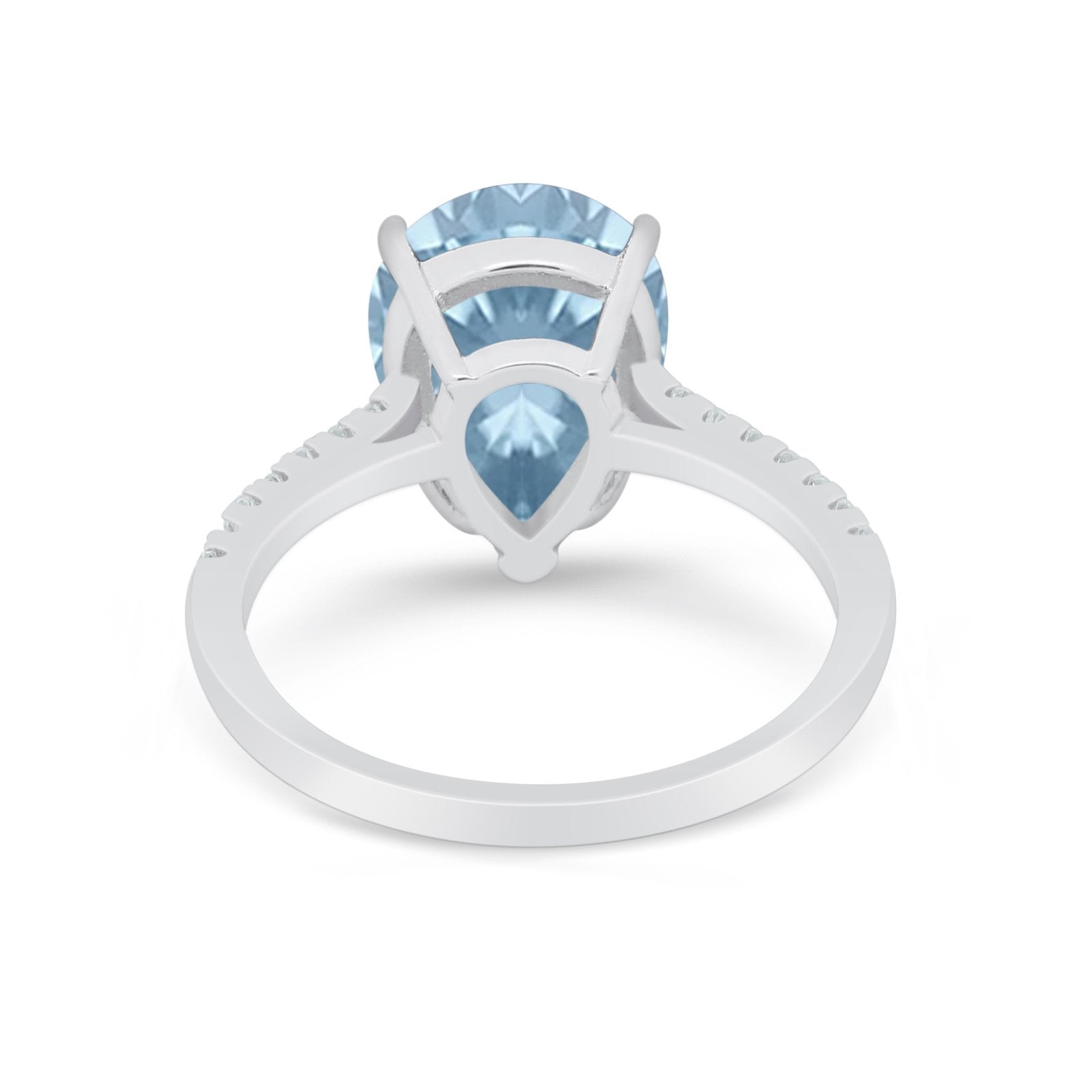 Teardrop Wedding Engagement Ring Pear Round Cubic Zirconia 925 Sterling Silver