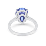 Teardrop Wedding Engagement Ring Pear Round Cubic Zirconia 925 Sterling Silver