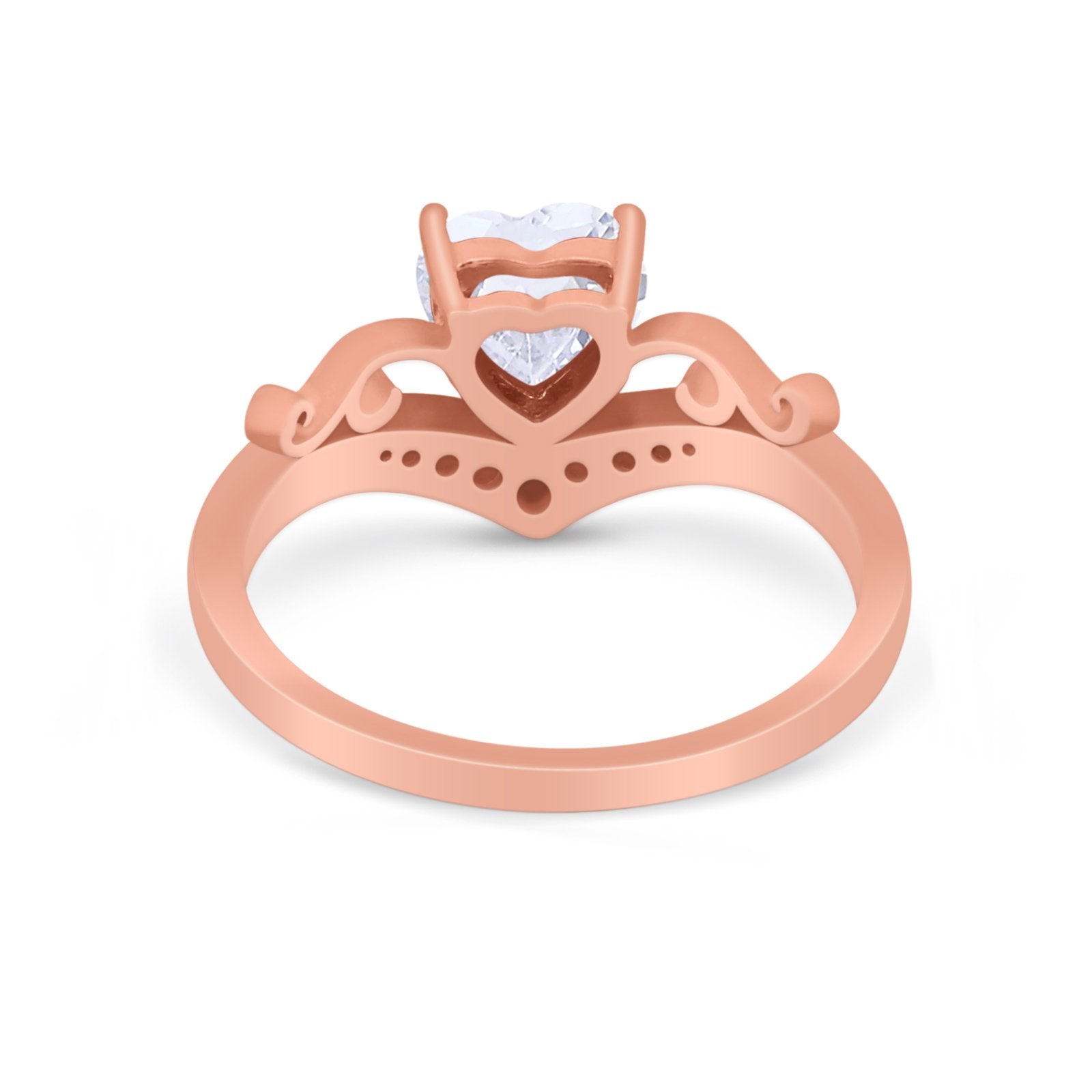 Heart Filigree Thumb Ring Round Simulated Cubic Zirconia 925 Sterling Silver