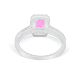 Vintage Emerald Cut Ring Round Simulated Cubic Zirconia 925 Sterling Silver
