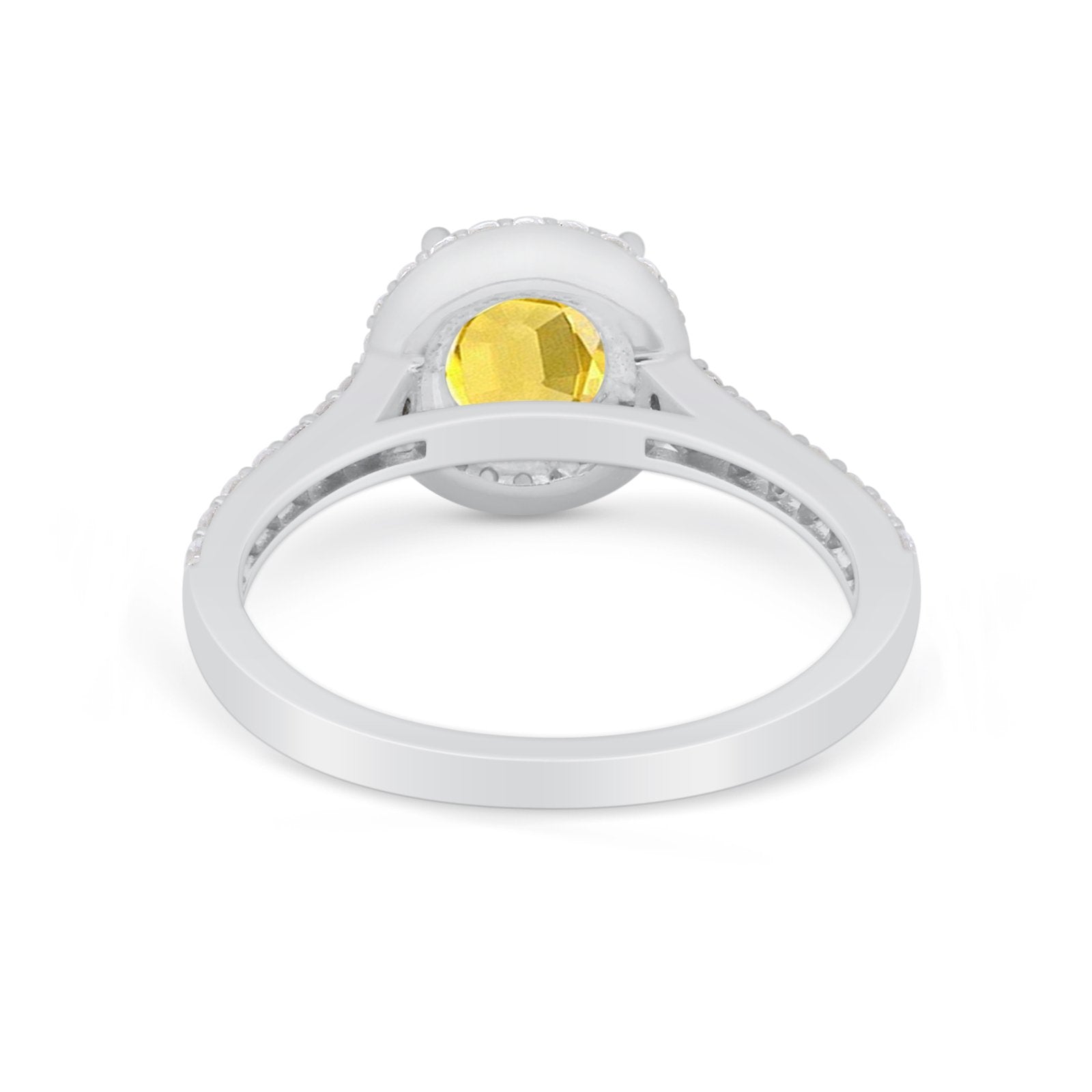 Accent Dazzling Wedding Ring Round Simulated Cubic Zirconia 925 Sterling Silver