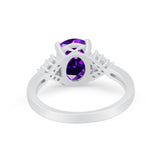 Art Deco Oval Wedding Ring Simulated Cubic Zirconia 925 Sterling Silver