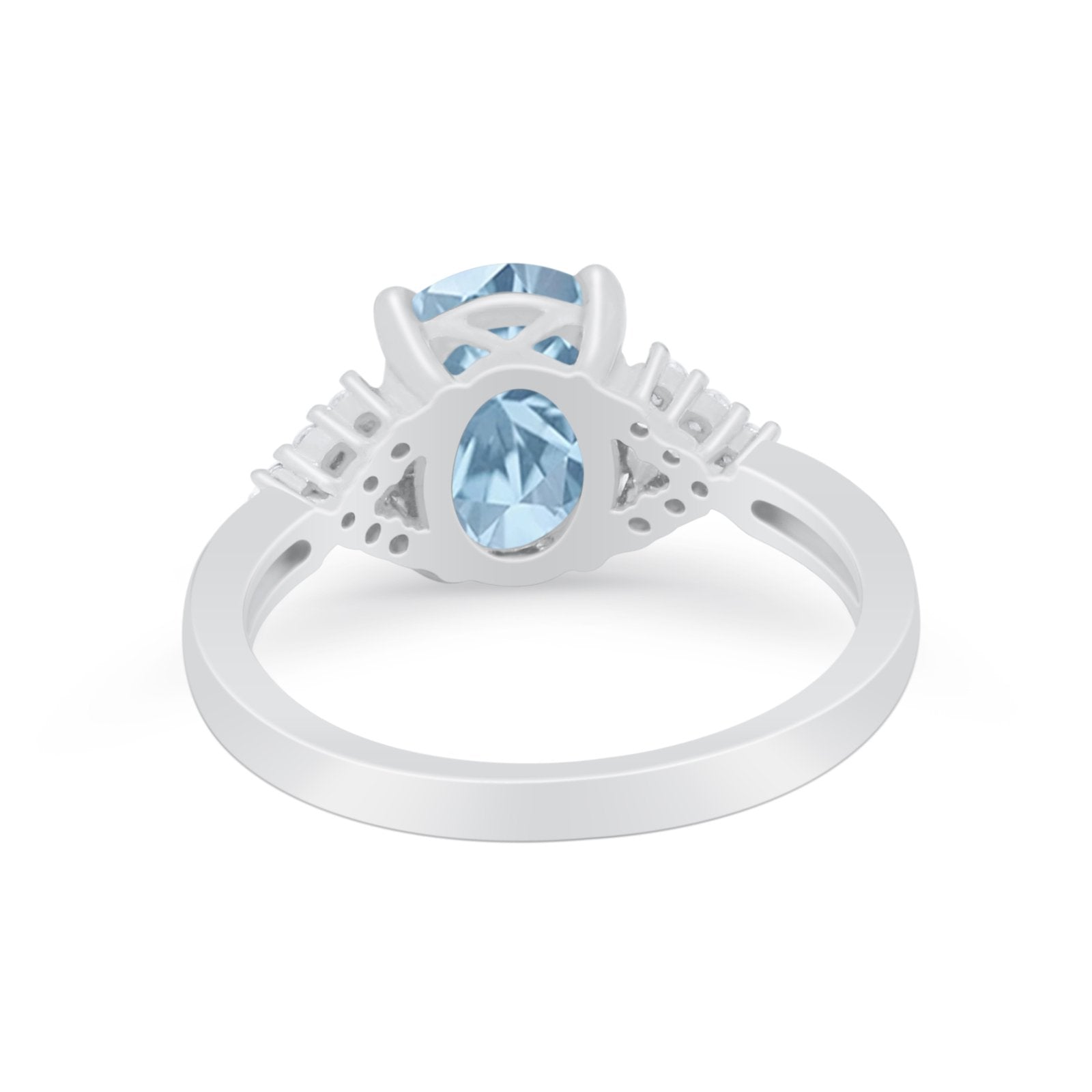 Art Deco Oval Wedding Ring Simulated Cubic Zirconia 925 Sterling Silver