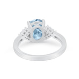 Art Deco Oval Wedding Ring Simulated Cubic Zirconia 925 Sterling Silver