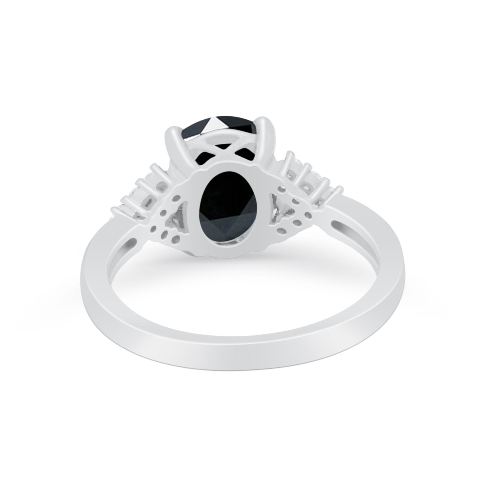 Art Deco Oval Wedding Ring Simulated Cubic Zirconia 925 Sterling Silver
