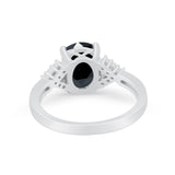 Art Deco Oval Wedding Ring Simulated Cubic Zirconia 925 Sterling Silver