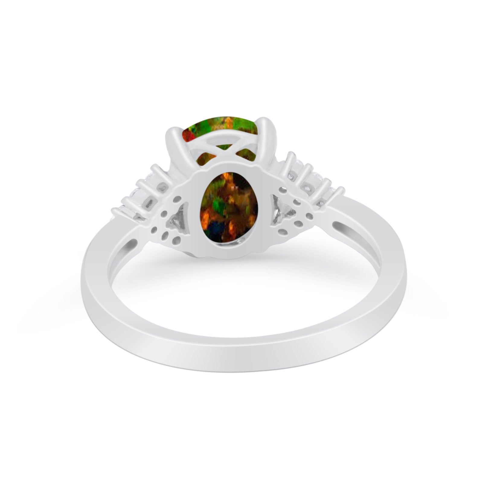 Art Deco Oval Wedding Ring Simulated Cubic Zirconia 925 Sterling Silver