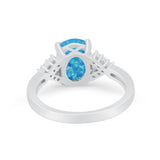 Art Deco Oval Wedding Ring Simulated Cubic Zirconia 925 Sterling Silver