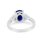 Art Deco Oval Wedding Ring Simulated Cubic Zirconia 925 Sterling Silver