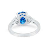 Art Deco Oval Wedding Ring Simulated Cubic Zirconia 925 Sterling Silver