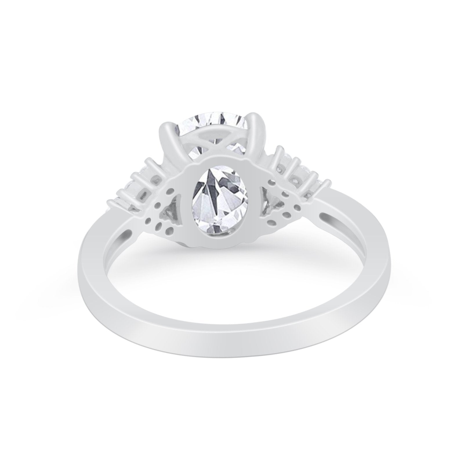 Art Deco Oval Wedding Ring Simulated Cubic Zirconia 925 Sterling Silver
