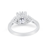 Art Deco Oval Wedding Ring Simulated Cubic Zirconia 925 Sterling Silver