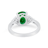 Art Deco Oval Wedding Ring Simulated Cubic Zirconia 925 Sterling Silver