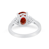 Art Deco Oval Wedding Ring Simulated Cubic Zirconia 925 Sterling Silver