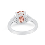 Art Deco Oval Wedding Ring Simulated Cubic Zirconia 925 Sterling Silver