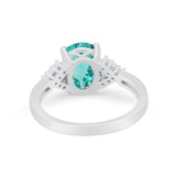 Art Deco Oval Wedding Ring Simulated Cubic Zirconia 925 Sterling Silver