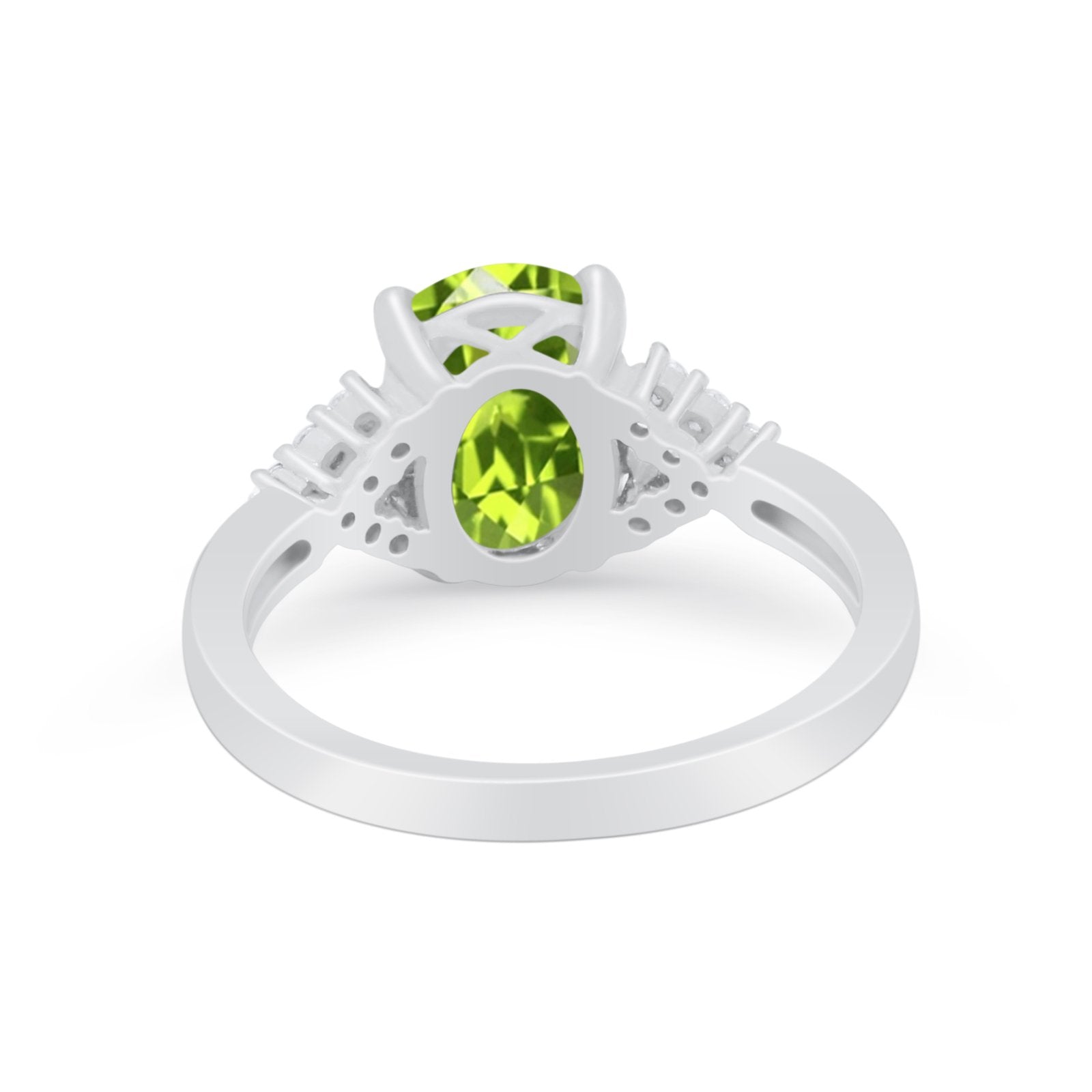 Art Deco Oval Wedding Ring Simulated Cubic Zirconia 925 Sterling Silver
