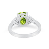 Art Deco Oval Wedding Ring Simulated Cubic Zirconia 925 Sterling Silver