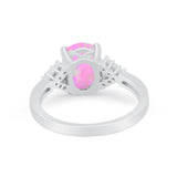 Art Deco Oval Wedding Ring Simulated Cubic Zirconia 925 Sterling Silver