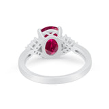 Art Deco Oval Wedding Ring Simulated Cubic Zirconia 925 Sterling Silver