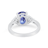 Art Deco Oval Wedding Ring Simulated Cubic Zirconia 925 Sterling Silver