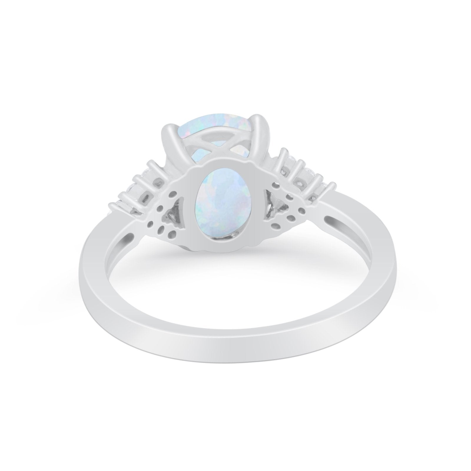 Art Deco Oval Wedding Ring Simulated Cubic Zirconia 925 Sterling Silver
