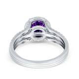 Halo Engagement Ring Accent Dazzling Simulated Cubic Zirconia 925 Sterling Silver