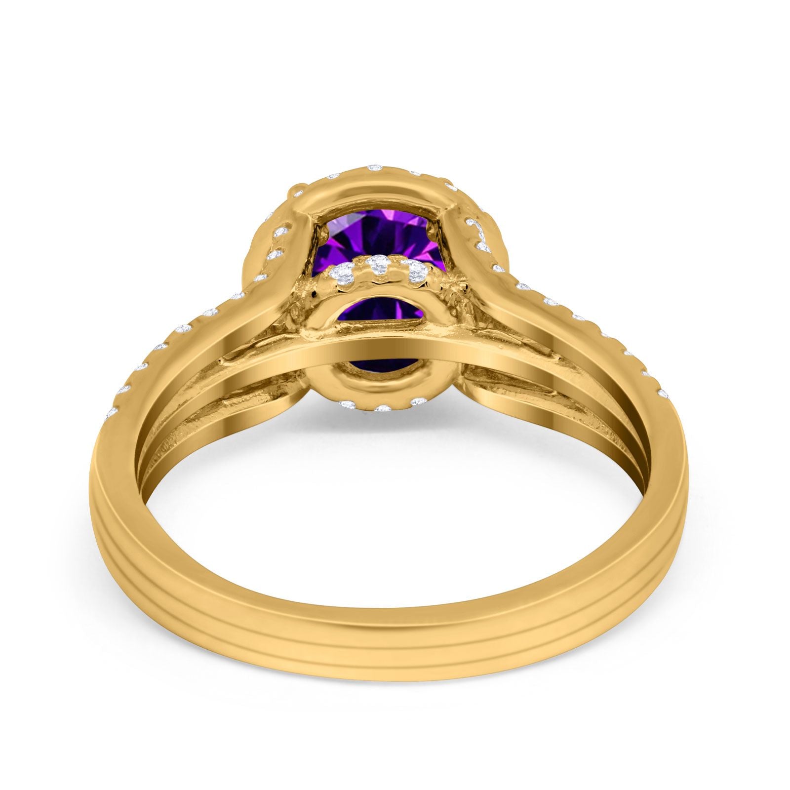 Halo Engagement Ring Accent Dazzling Simulated Cubic Zirconia 925 Sterling Silver