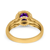 Halo Engagement Ring Accent Dazzling Simulated Cubic Zirconia 925 Sterling Silver