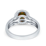 Halo Engagement Ring Accent Dazzling Simulated Cubic Zirconia 925 Sterling Silver