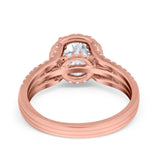 Halo Engagement Ring Accent Dazzling Simulated Cubic Zirconia 925 Sterling Silver