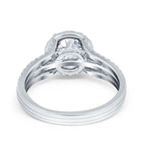 Halo Engagement Ring Accent Dazzling Simulated Cubic Zirconia 925 Sterling Silver