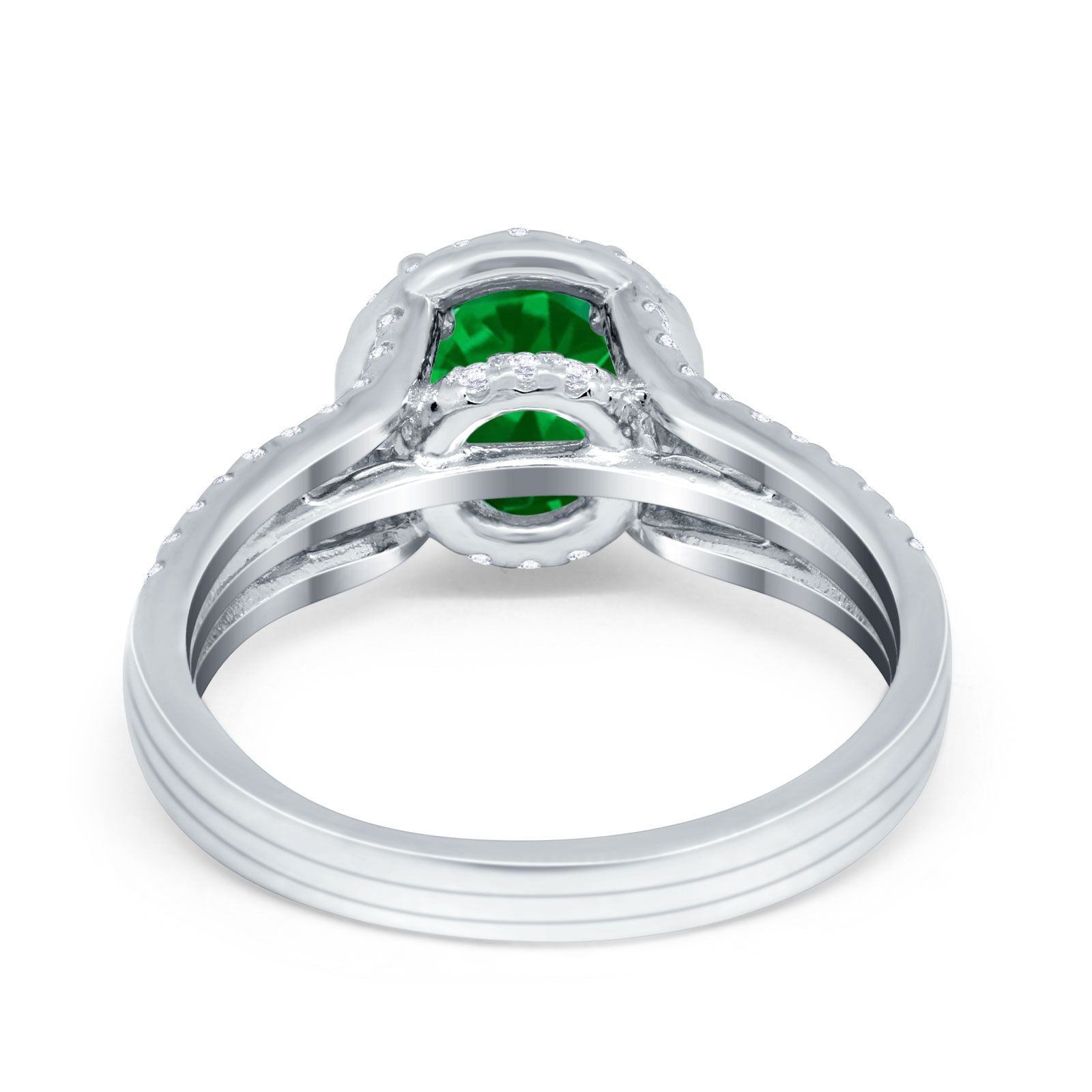 Halo Engagement Ring Accent Dazzling Simulated Cubic Zirconia 925 Sterling Silver