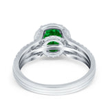 Halo Engagement Ring Accent Dazzling Simulated Cubic Zirconia 925 Sterling Silver