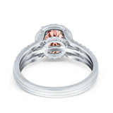 Halo Engagement Ring Accent Dazzling Simulated Cubic Zirconia 925 Sterling Silver
