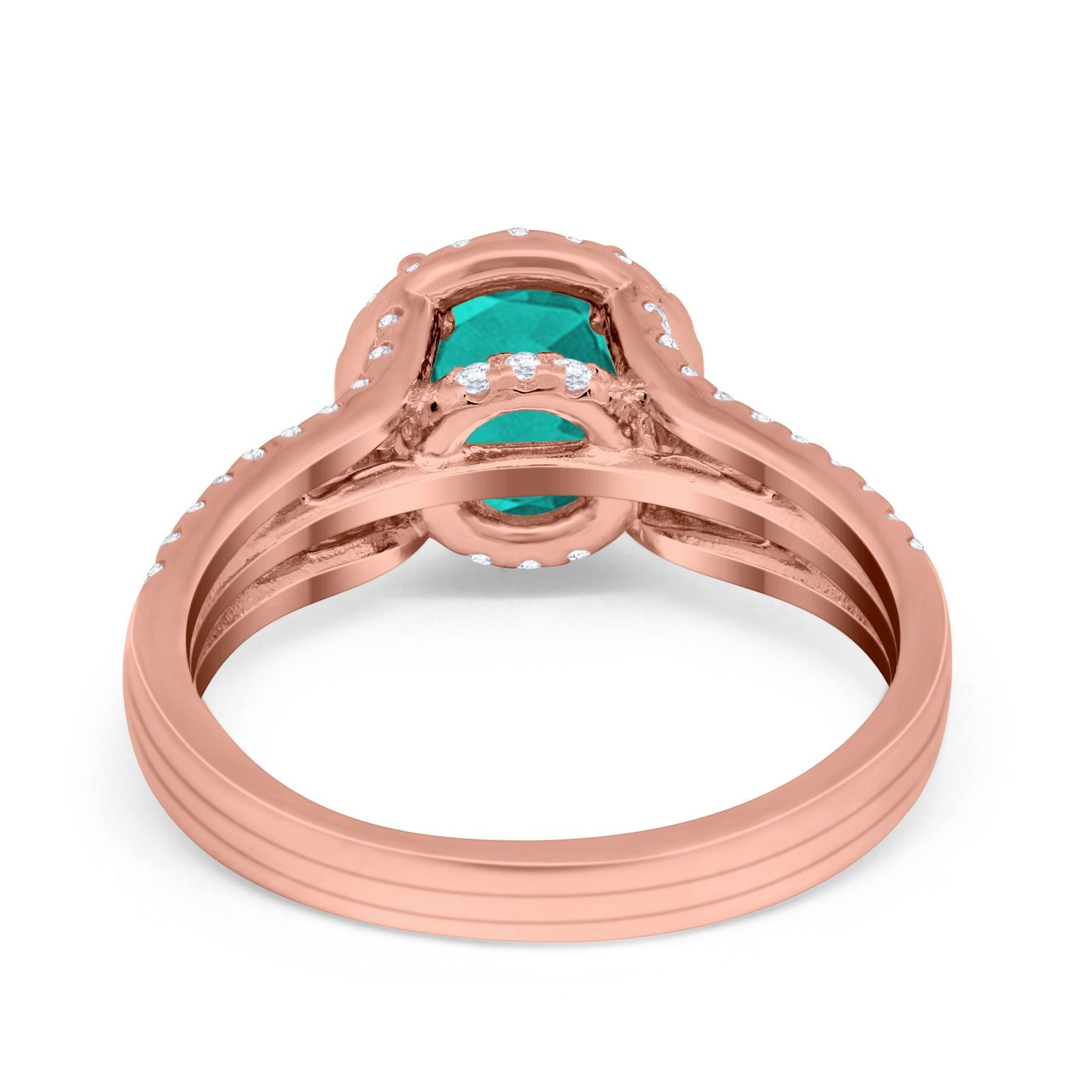 Halo Engagement Ring Accent Dazzling Simulated Cubic Zirconia 925 Sterling Silver