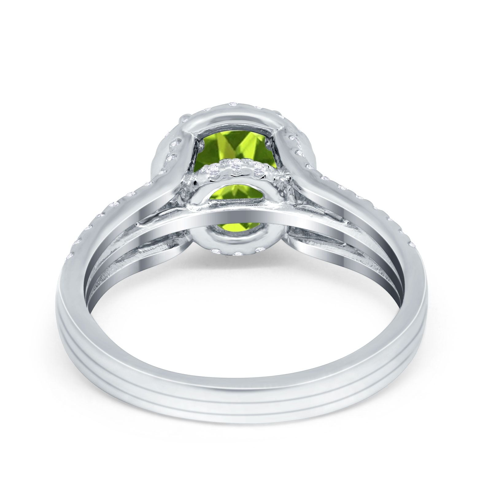 Halo Engagement Ring Accent Dazzling Simulated Cubic Zirconia 925 Sterling Silver