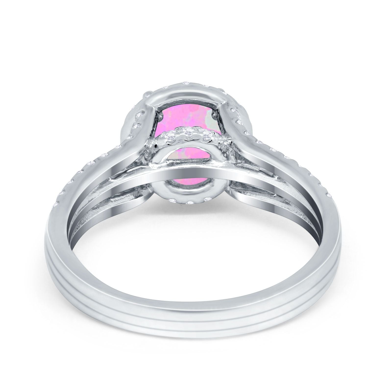 Halo Engagement Ring Accent Dazzling Simulated Cubic Zirconia 925 Sterling Silver