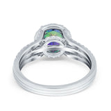 Halo Engagement Ring Accent Dazzling Simulated Cubic Zirconia 925 Sterling Silver