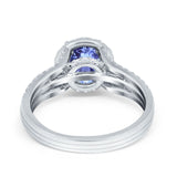 Halo Engagement Ring Accent Dazzling Simulated Cubic Zirconia 925 Sterling Silver