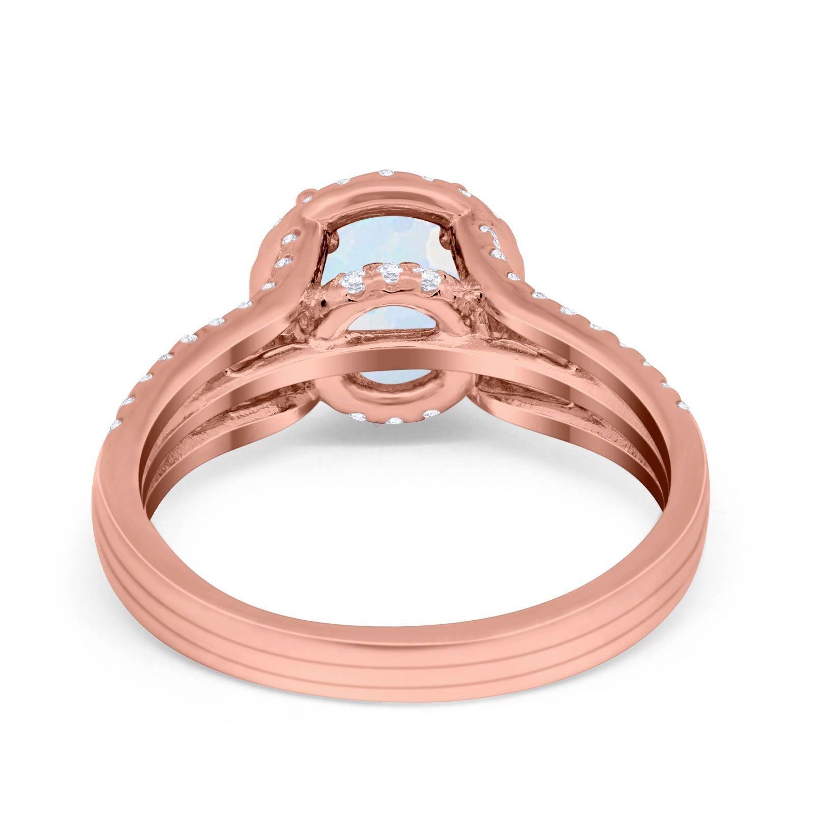 Halo Engagement Ring Accent Dazzling Simulated Cubic Zirconia 925 Sterling Silver